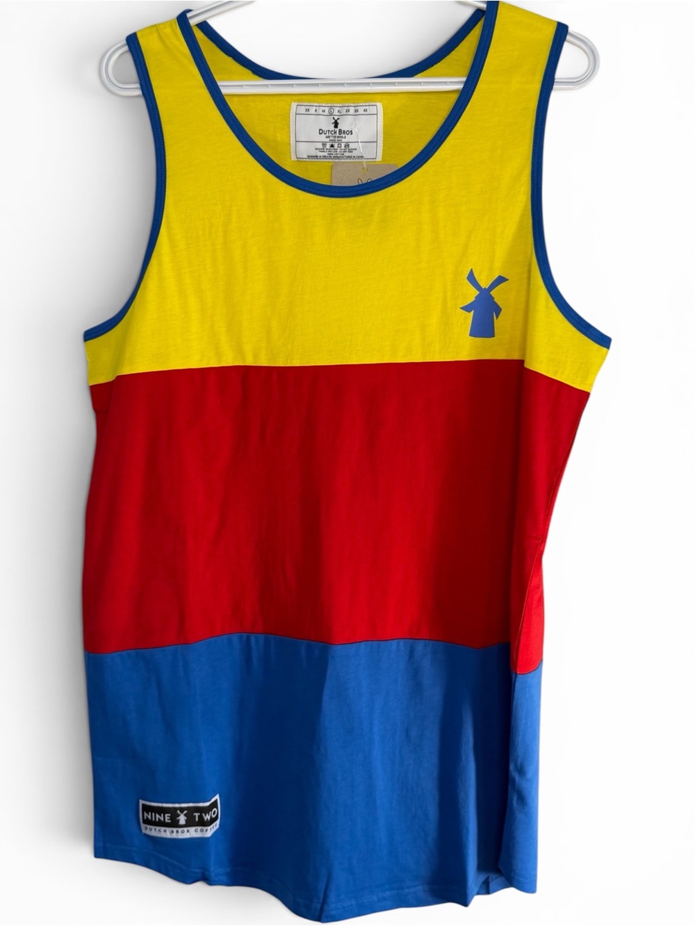 Dutch Bros LARGE BRAND NEW IN PACKAGE Yellow+Red+Blue Tank Top DB 1992